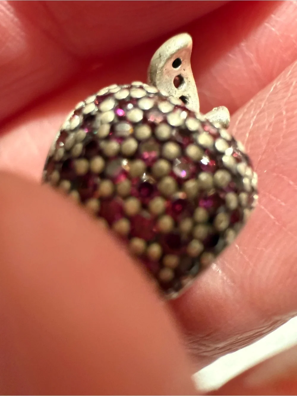 Pandora Silver-Tone Ruby Red Pave Apple charm